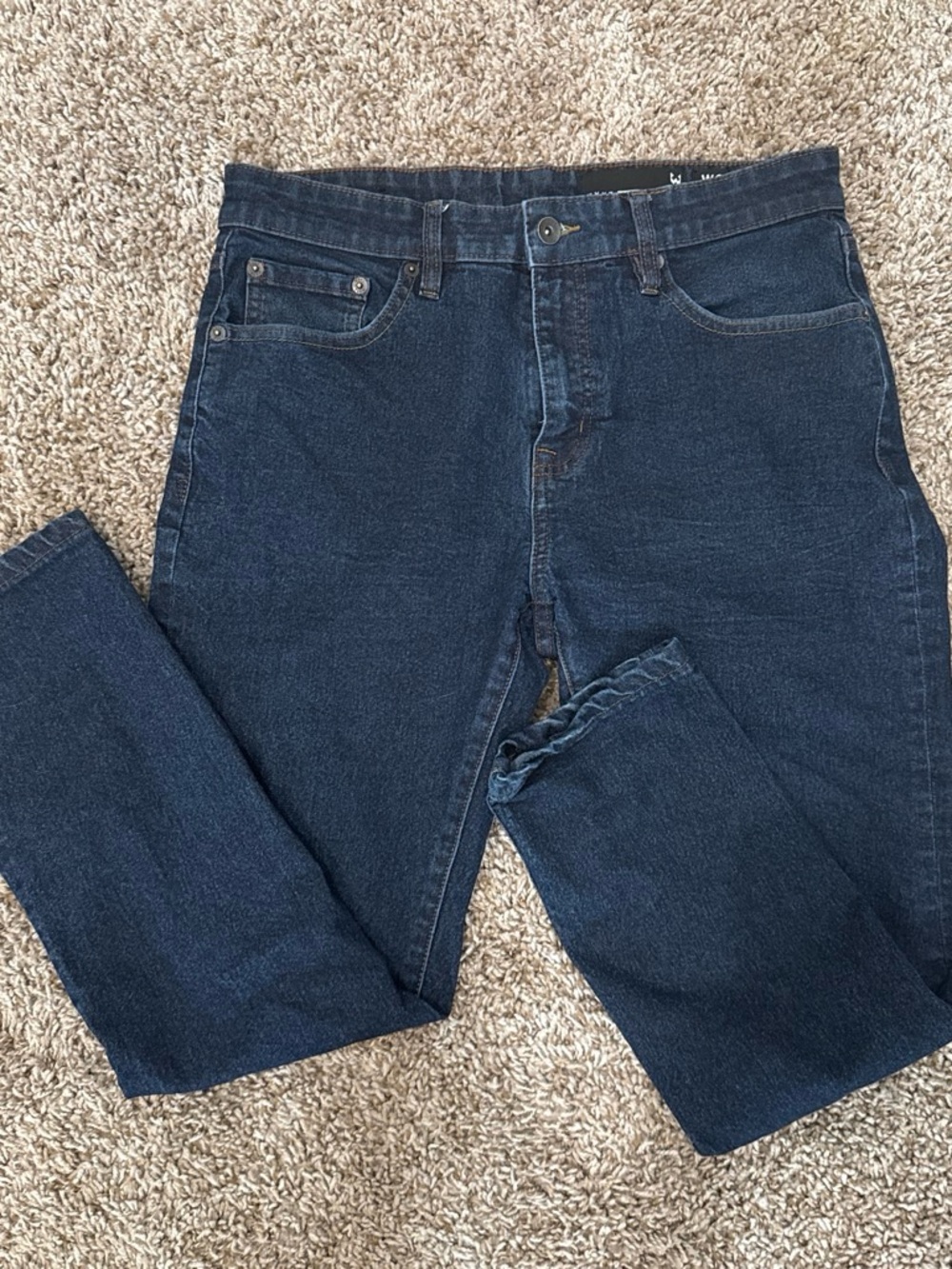 Men's Dark Blue Denim Jeans - Classic Straight Fit
